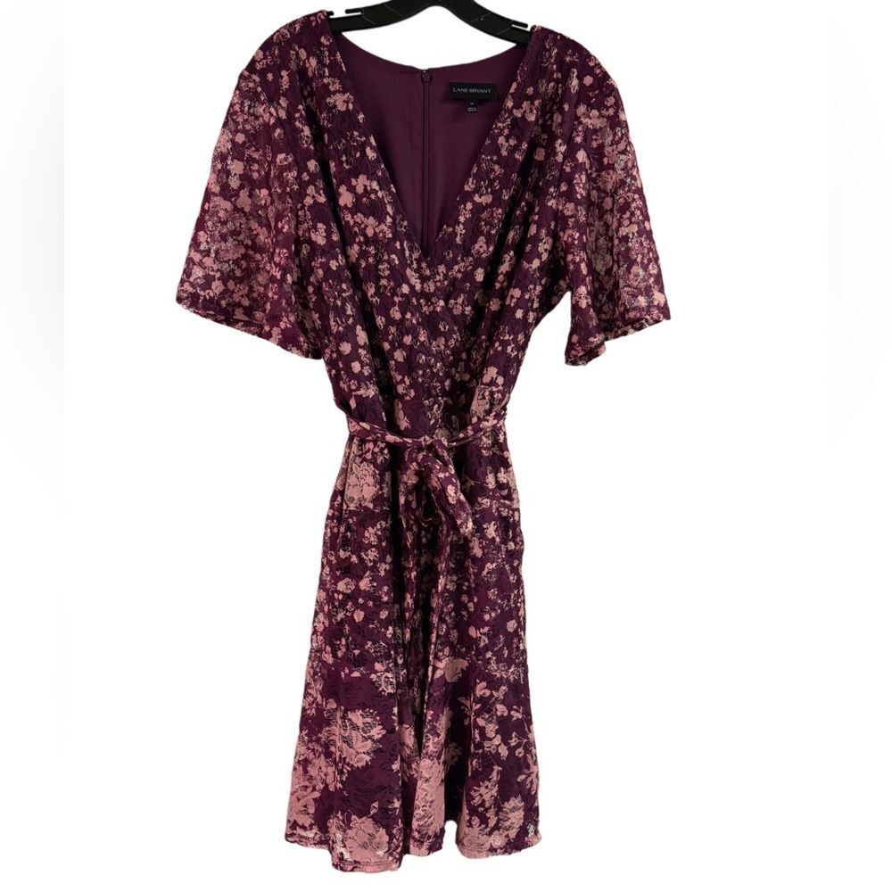Lane Bryant Lace Faux Wrap Belted Dress Size 14